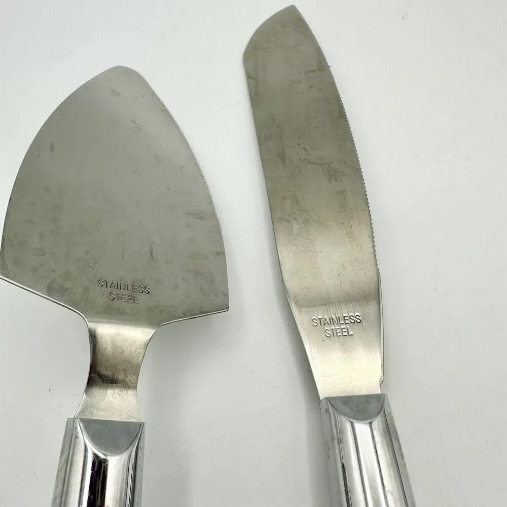 Cake Knife & Server Acrylic Stainless Steel Faux Crystal Handle Wedding Party